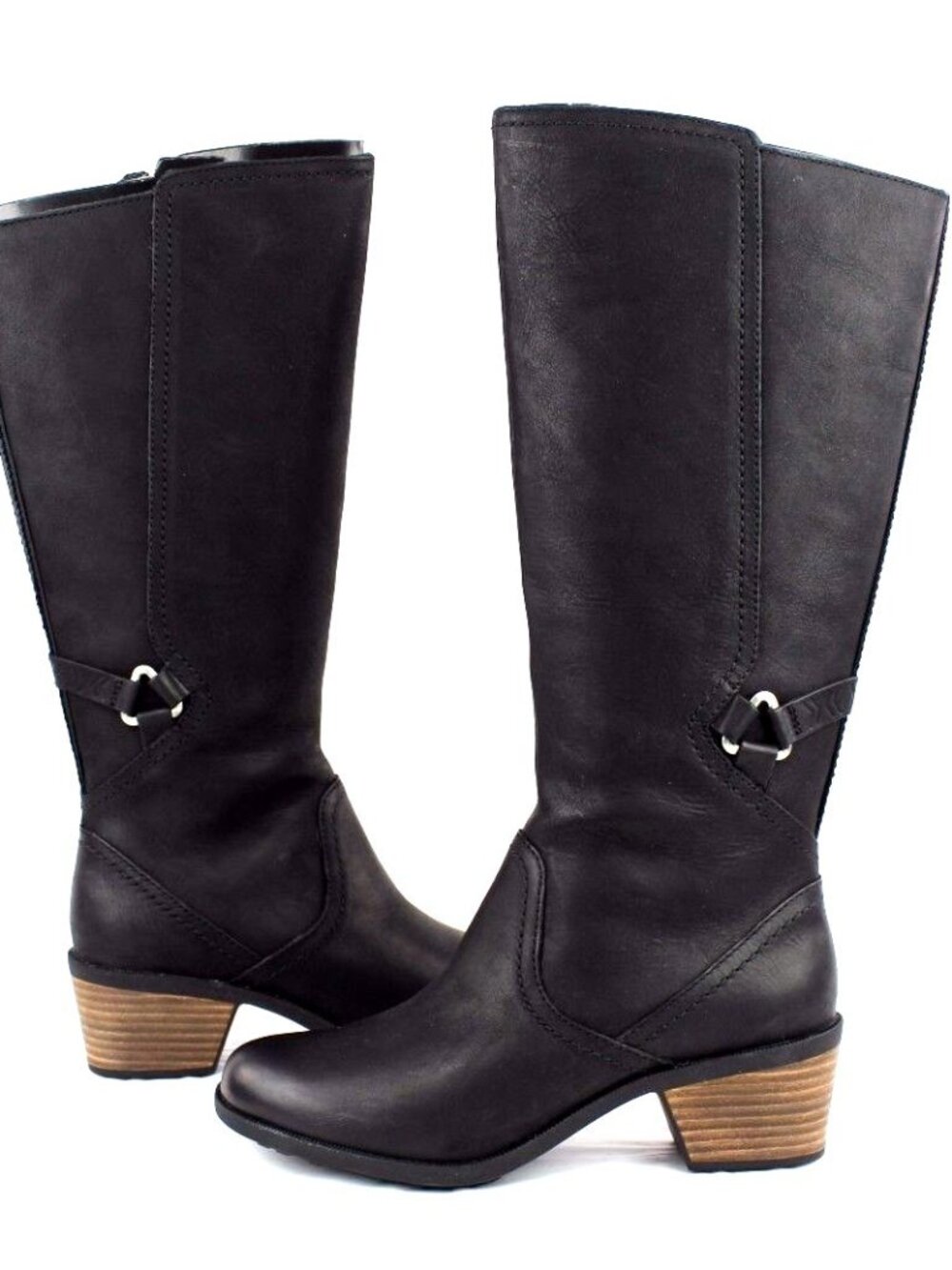 Teva Foxy Tall Waterproof Black Leather Riding Boots Size 8